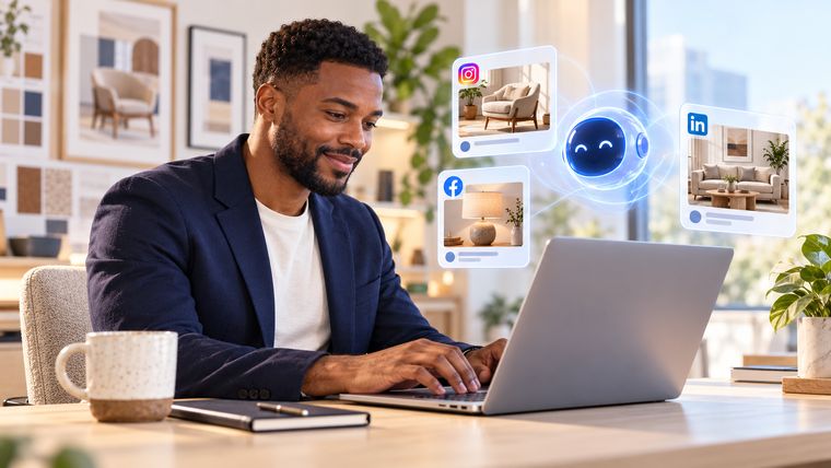 An interior designer connecting his social accounts