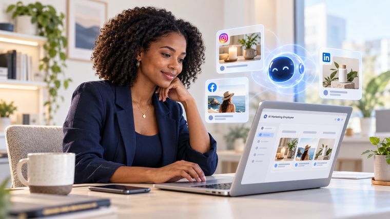 A business owner filling in her details on a laptop